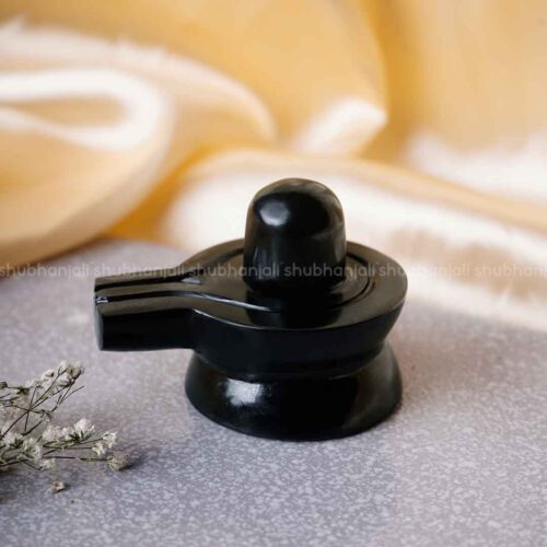 Black Agate Crystal Shivling, Crystal Idol for Worship, Shiva Lingam